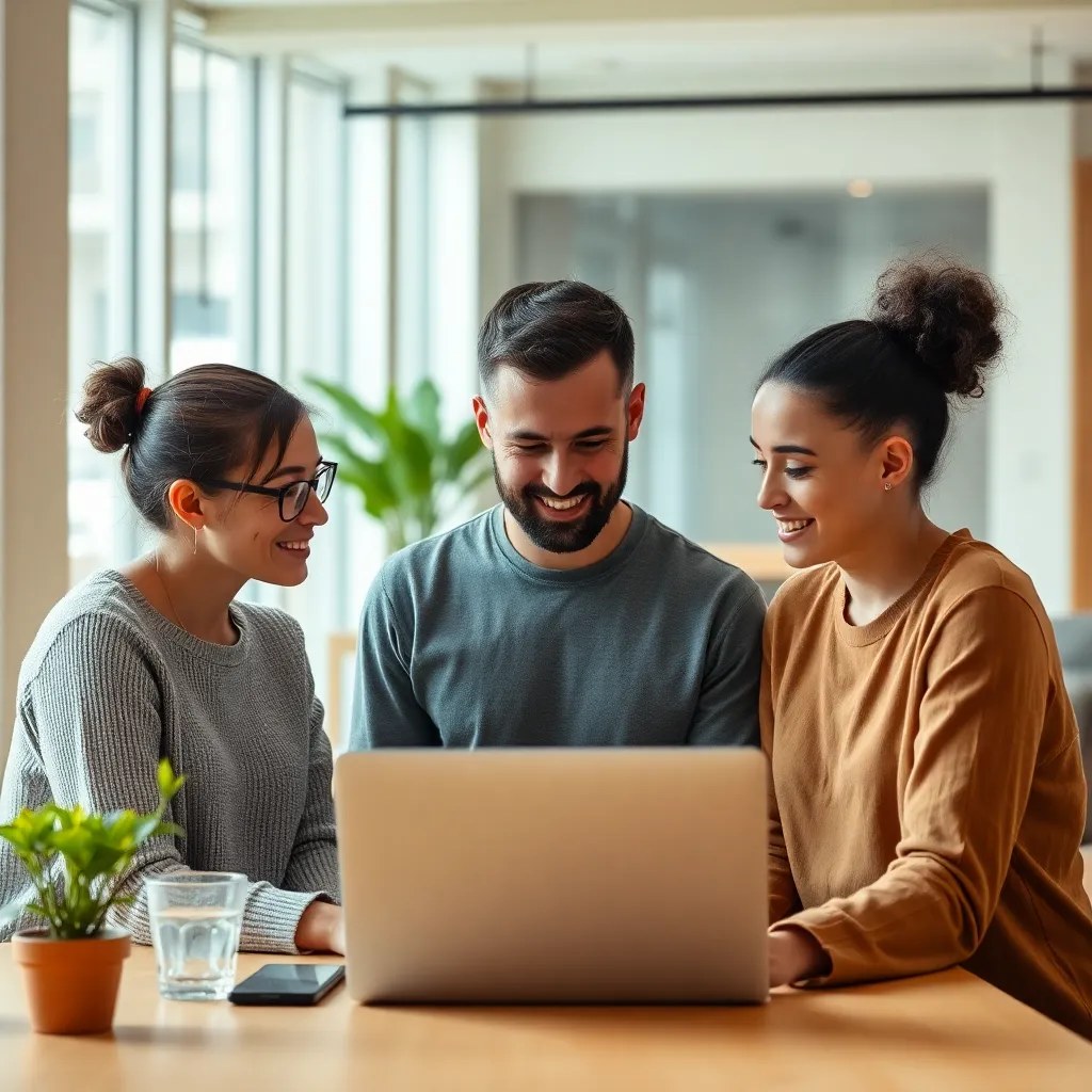 Small startup team discussing health benefits